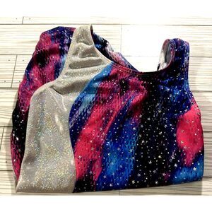 Women's Snowflake Designs Leotard Size XS Gymnastics Sleeveless EUC stars multi
